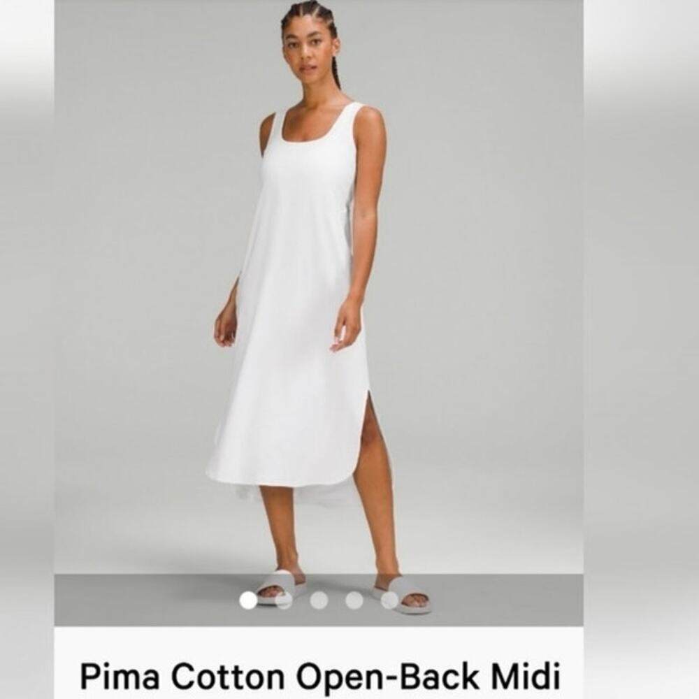 Lululemon prima cotton midi white dress sz 8 - Picture 3 of 5